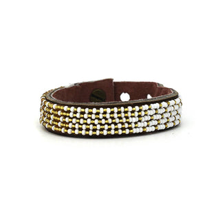 Small Gold and White Ombre Leather Cuff
