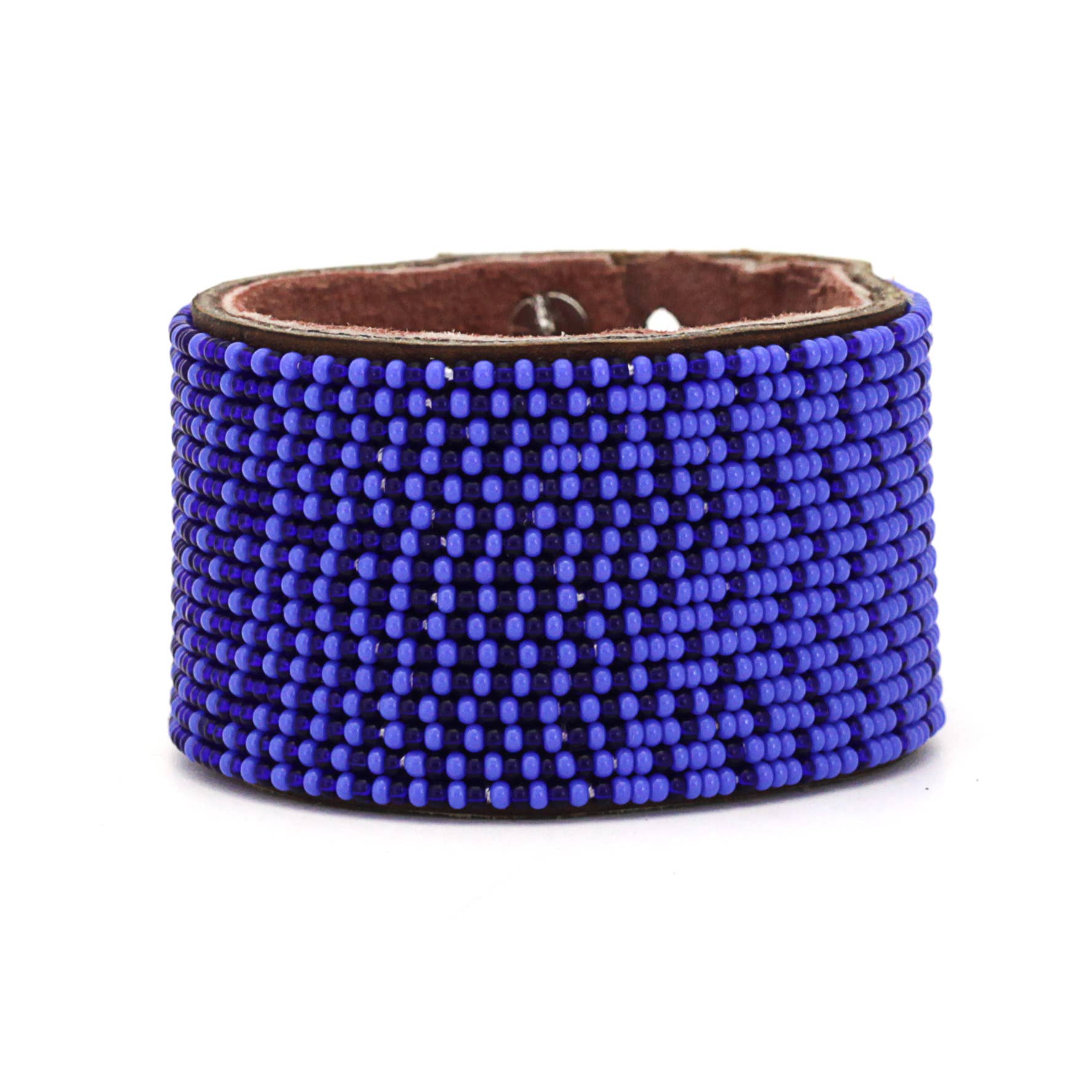 Large Dark Blue and Ocean Blue Ombre Leather Cuff