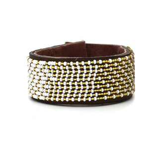 Ombre Gold & White Beaded Cuff